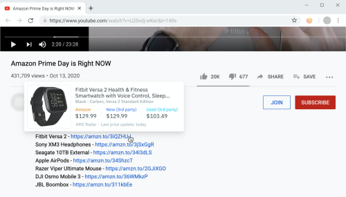 Preview links leading to Amazon